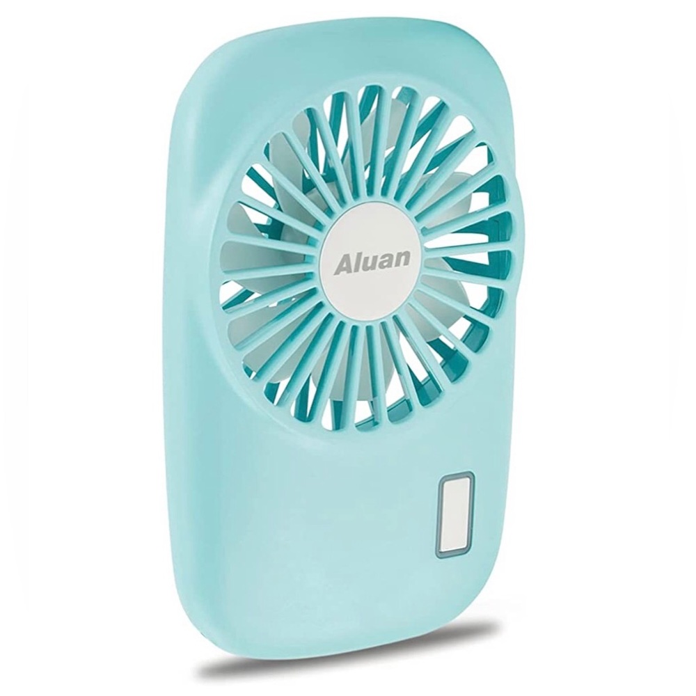 NWT USB rechargeable wearable powerful portable fan - blue